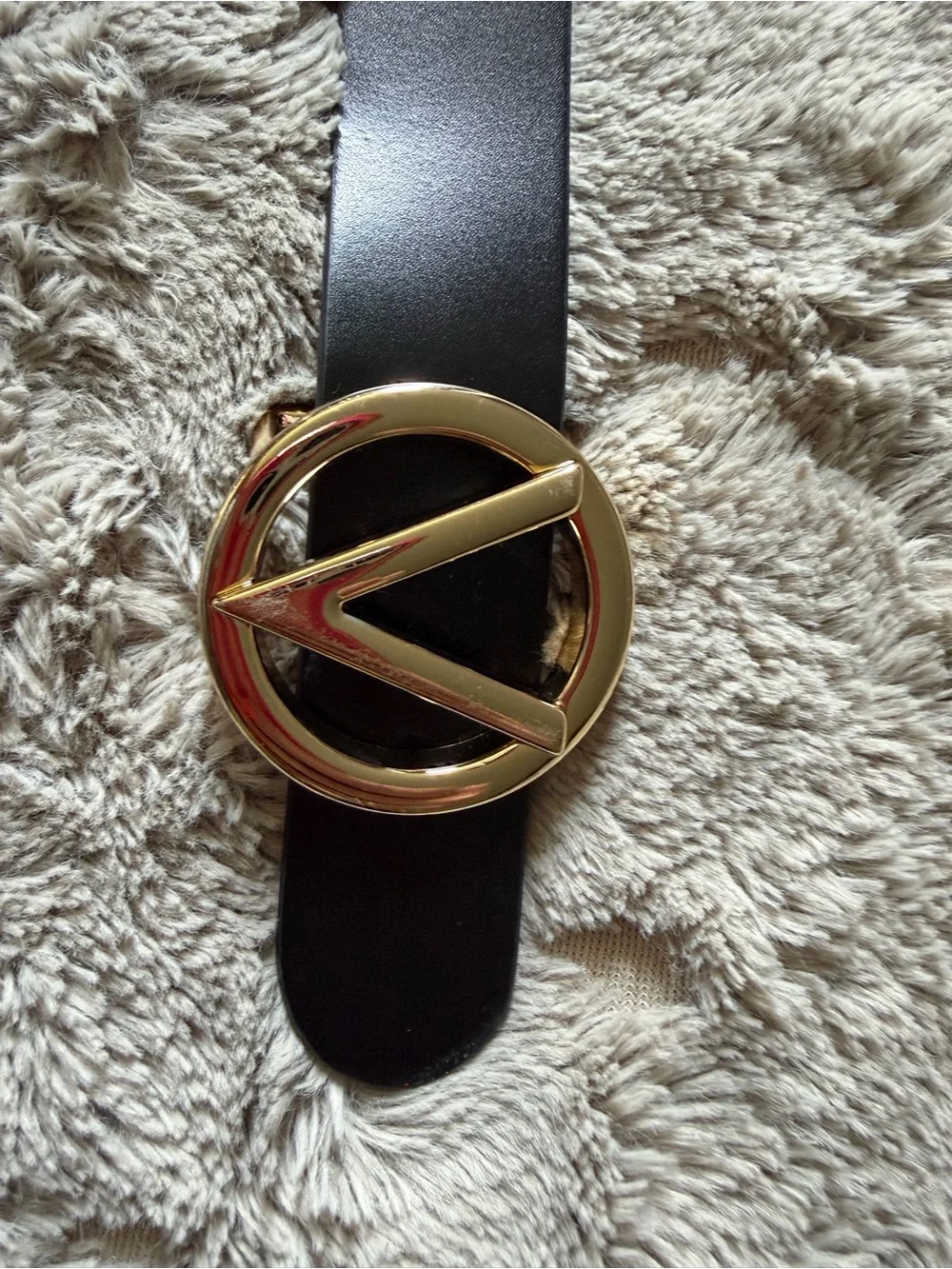 Authentic VALENTINO Black Leather Belt with Gold Logo Text size medium